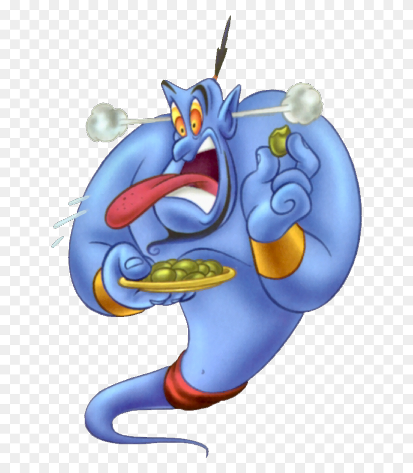 634x900 Descargar Png Alimentos Clipart Personaje Genio De Aladdin Con Comida, Juguete, Figurilla, Animal Hd Png
