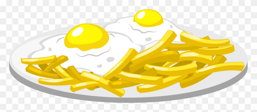 1003x395 Food Clipart Image Huevo Frito Con Patatas Dibujo, Fries, Egg HD PNG Download