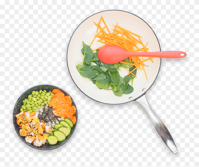 769x642 Food In A Pan And Chicken Poke Bowl Salad, Plant, Produce, Vegetable HD PNG Download