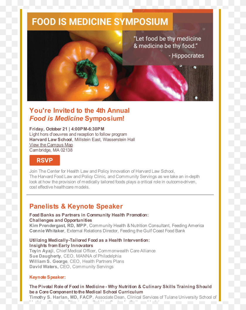 723x1000 Food Is Medicine Symposium Invite1 Bell Pepper, Plant, Text, Vegetable HD PNG Download