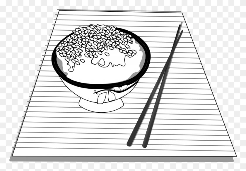 936x632 Food Pot With Rice Pot With Rice Black White Line Art Illustration, Text, Label, Bowl HD PNG Download