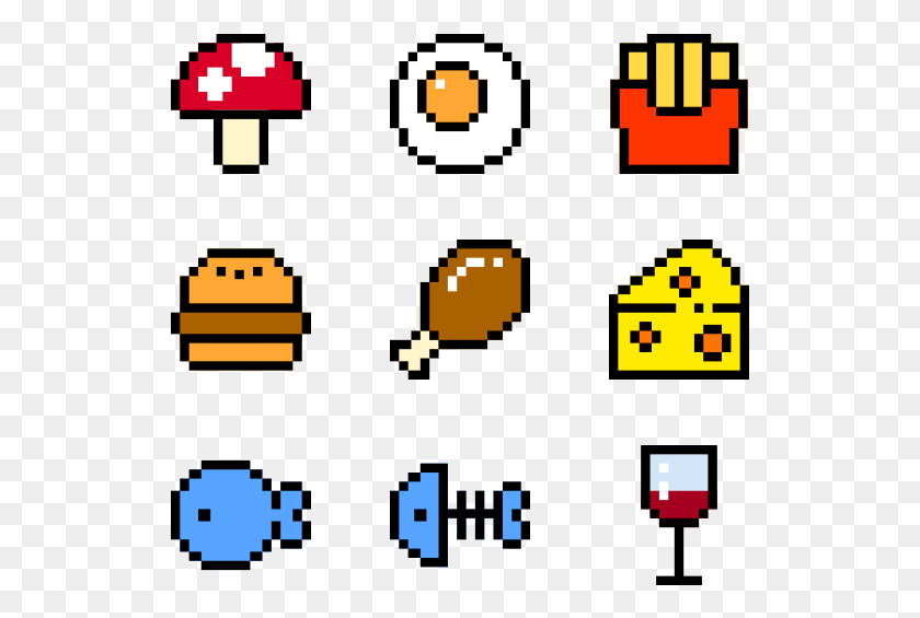 529x505 Food Small Pixel Art Food, Pac Man, Poster, Advertisement HD PNG Download