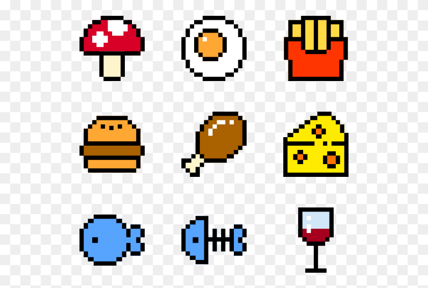 529x505 Descargar Png Alimentos Pequeños Pixel Art Alimentos, Pac Man, Cartel, Publicidad Hd Png