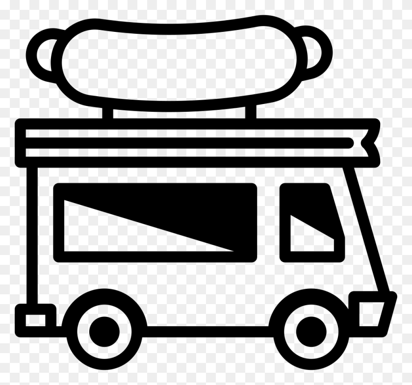 980x912 Food Truck Comments Food Truck Black And White Clipart, Van, Vehicle, Transportation HD PNG Download