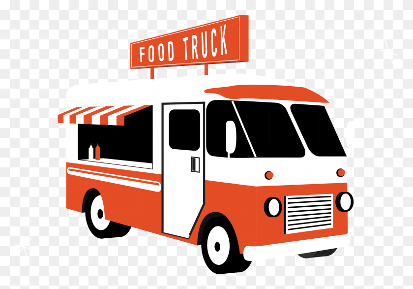 3064x2072 Food Truck Vendors Camion De Comida Dibujo, Van, Vehículo, Transporte Hd Png