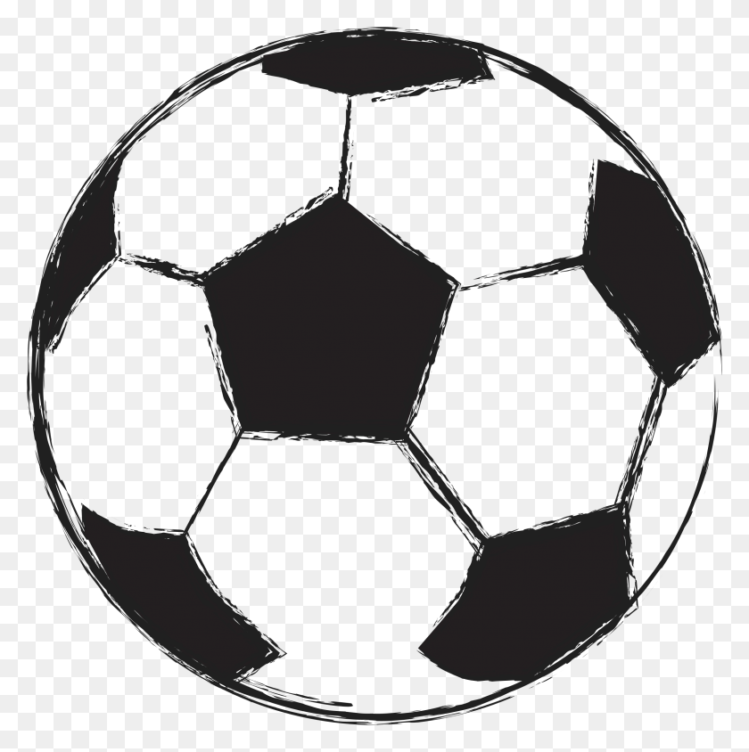 2291x2305 Футбольный Мяч Черно-Белый Рисунок, Футбольный Мяч, Мяч, Футбол Png Скачать