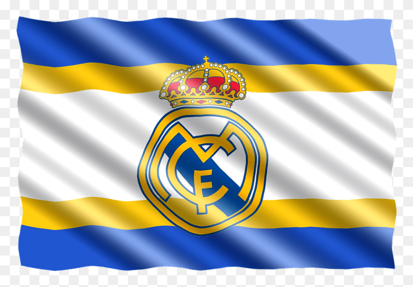 821x552 Football International Flag Spain Real Madrid Bandera Del Real Madrid 2017, Logo, Symbol, Trademark HD PNG Download