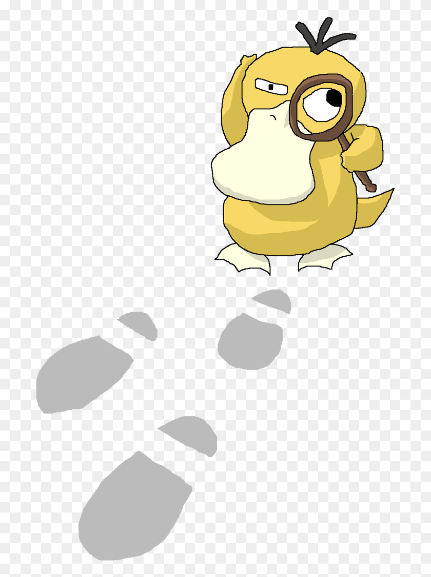 705x1066 Footprints Drawing Detective Detective Psyduck, Face, Performer, Stencil HD PNG Download