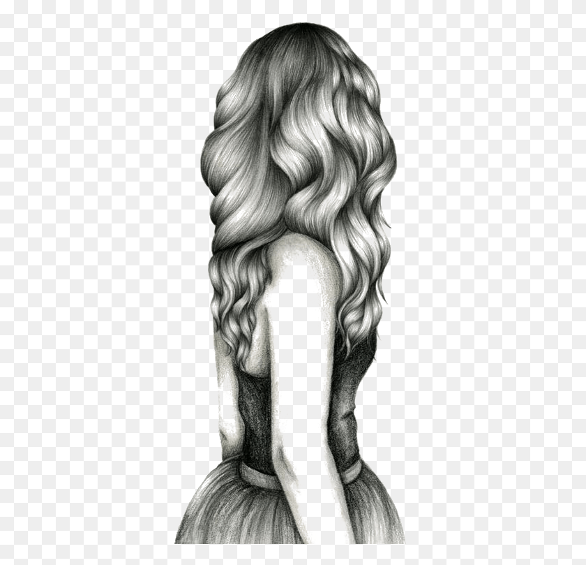 345x749 For Girls Sketch Curls Woman Transprent Alone Dibujos De Niñas, Piel, Cabello, Persona Hd Png
