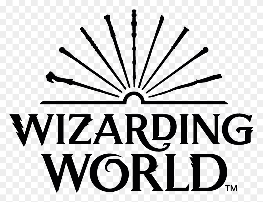 1084x812 For More Harry Potter Family Book Club Dates Click Wizarding World Logo Wands, Text, Symbol, Arrow HD PNG Download