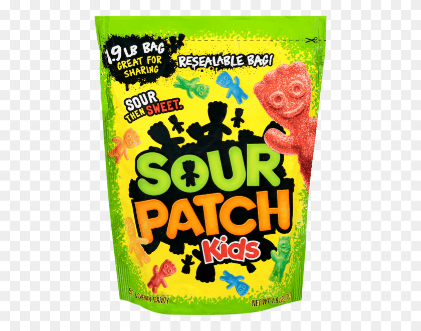 469x600 For Sour Patch Kids Bag Of Sour Patch Kids, Text, Label, Advertisement HD PNG Download
