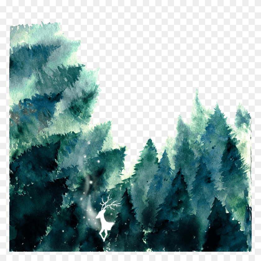 1200x1200 Forest Watercolor Forest Trees, Ice, Outdoors, Nature HD PNG Download