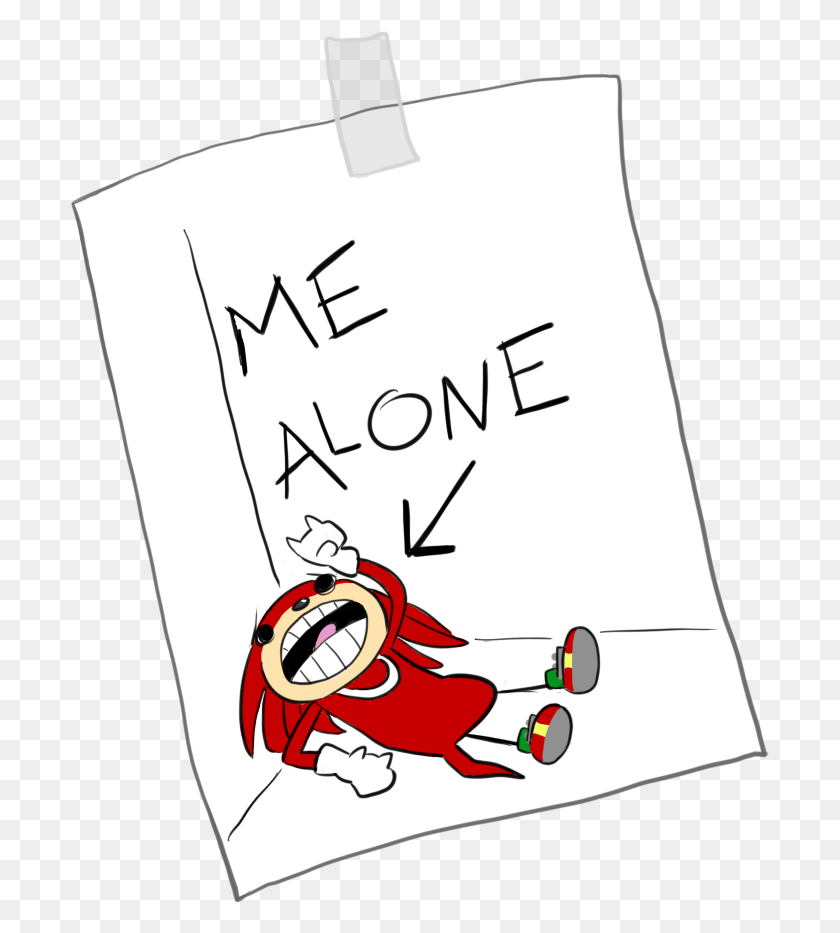 699x873 Forever Alone Knuckles By Tigsie Cartoon, Text, Cushion, Pillow HD PNG Download