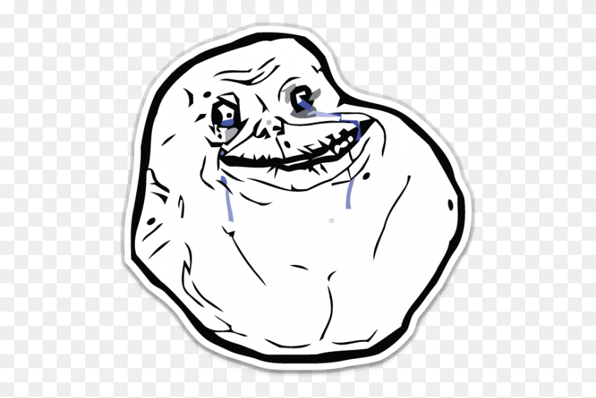 503x502 Forever Alone Meme Shaped Sticker Forever Alone Meme, Teeth, Mouth, Lip HD PNG Download