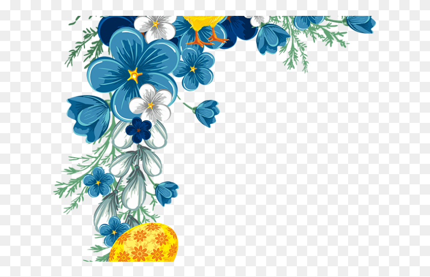 633x481 Forget Me Not Clipart Corner Border Royal Blue Floral Borders, Graphics, Floral Design HD PNG Download