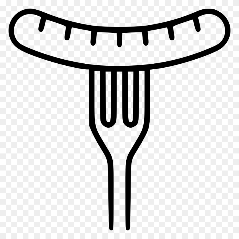 980x982 Fork Svg Icon Free Onlinewebfonts Com Sausage On Fork Icon, Cutlery, Bow HD PNG Download