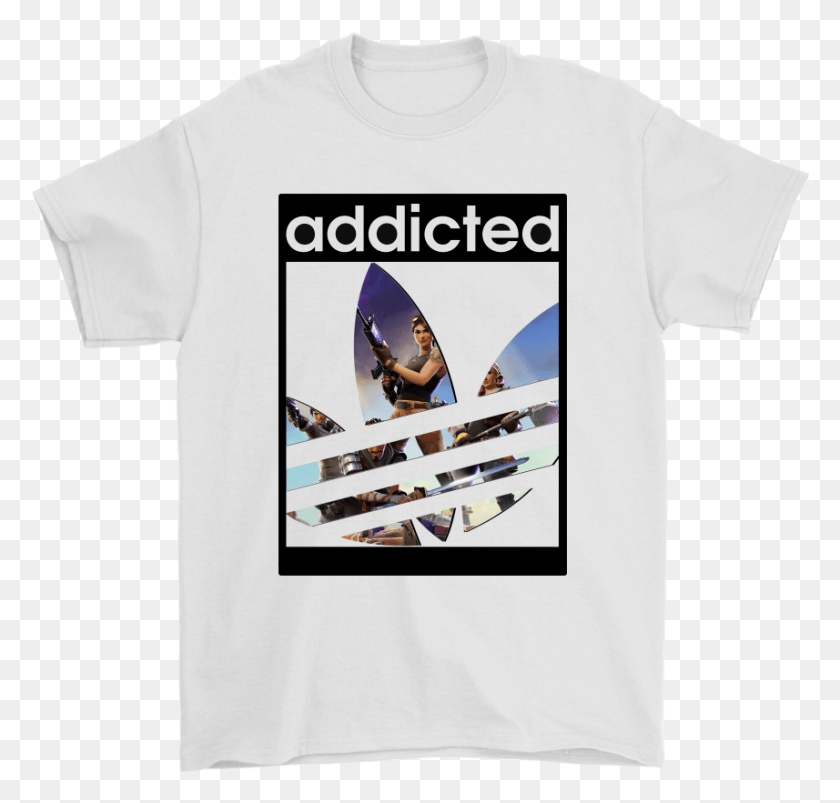 857x817 Fortnite Battle Royale X Adidas Logo Addicted White Missile, Clothing, Apparel, Person HD PNG Download