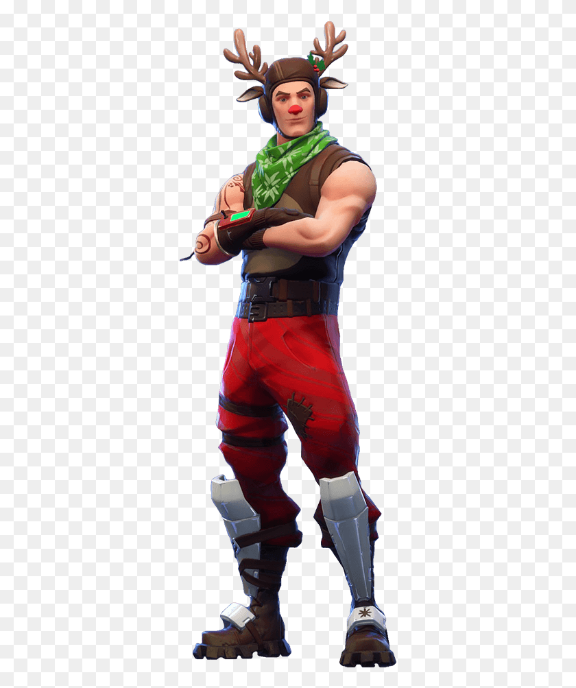 317x943 Fortnite Red Nosed Ranger Skin Zombie Fortnite, Clothing, Apparel, Person HD PNG Download