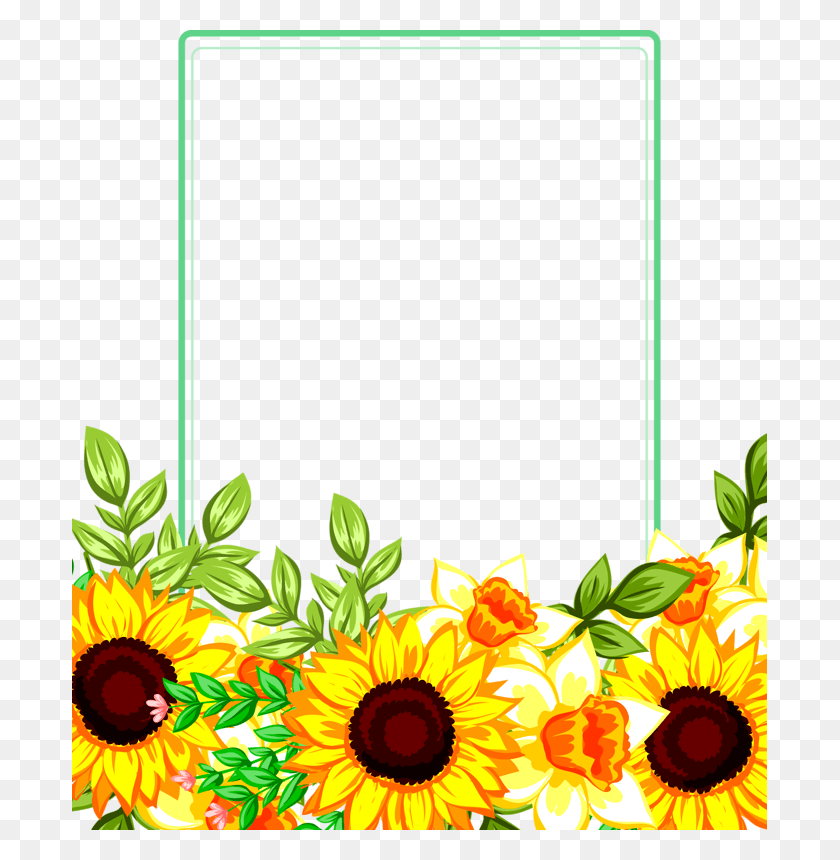 695x800 Fotki Borders For Paper Borders And Frames Picture Sunflower Borders And Frames, Plant, Flower, Blossom HD PNG Download