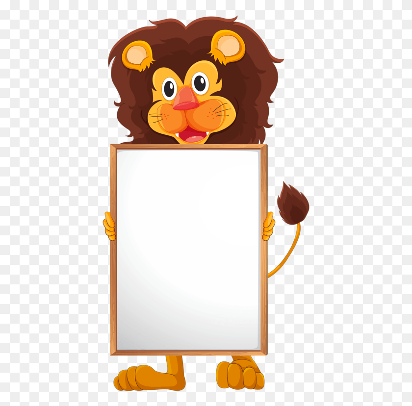 423x768 Fotki Cute Frames Borders And Frames Name Tags Paper Cartoon Border Lion Frames, White Board HD PNG Download