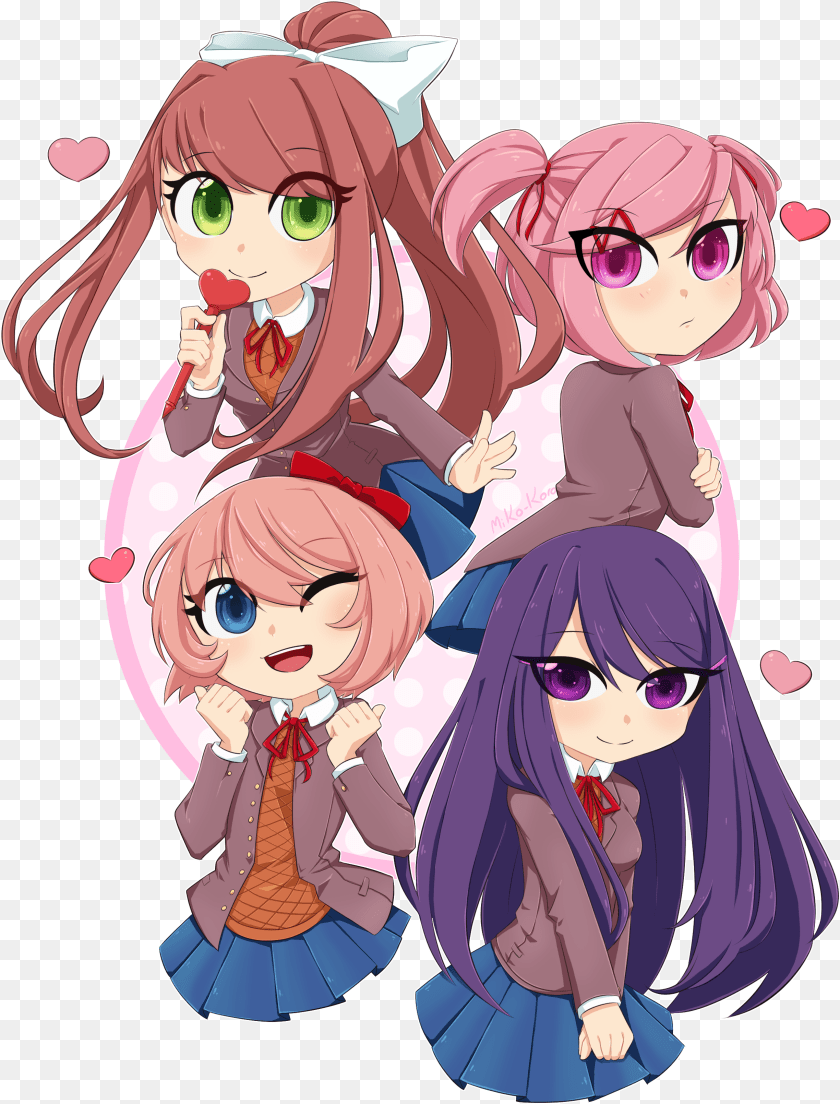 2450x3219 Found Fanartdoki Doki Chibi Club, Book, Comics, Publication, Baby Sticker PNG