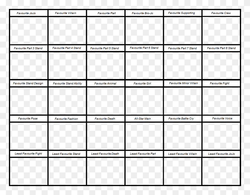 1586x1213 Found This Chart Fill Out Your Own Favorite Jojo Template, Plot, Diagram, Measurements HD PNG Download