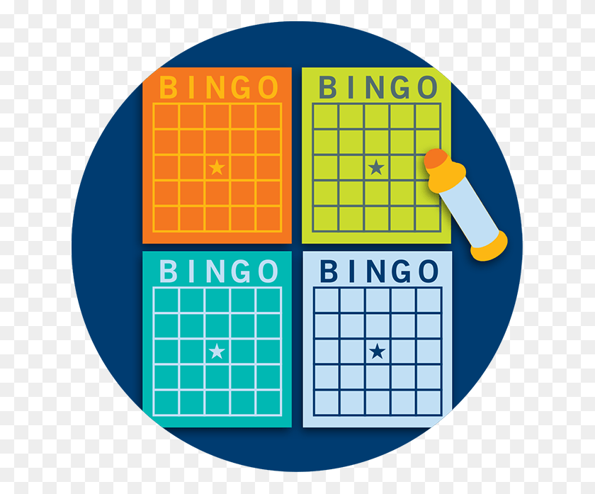 637x637 Descargar Png / Cuatro Tarjetas De Bingo Con Una Pendiente Dauber, Word, Texto, Calendario Hd Png