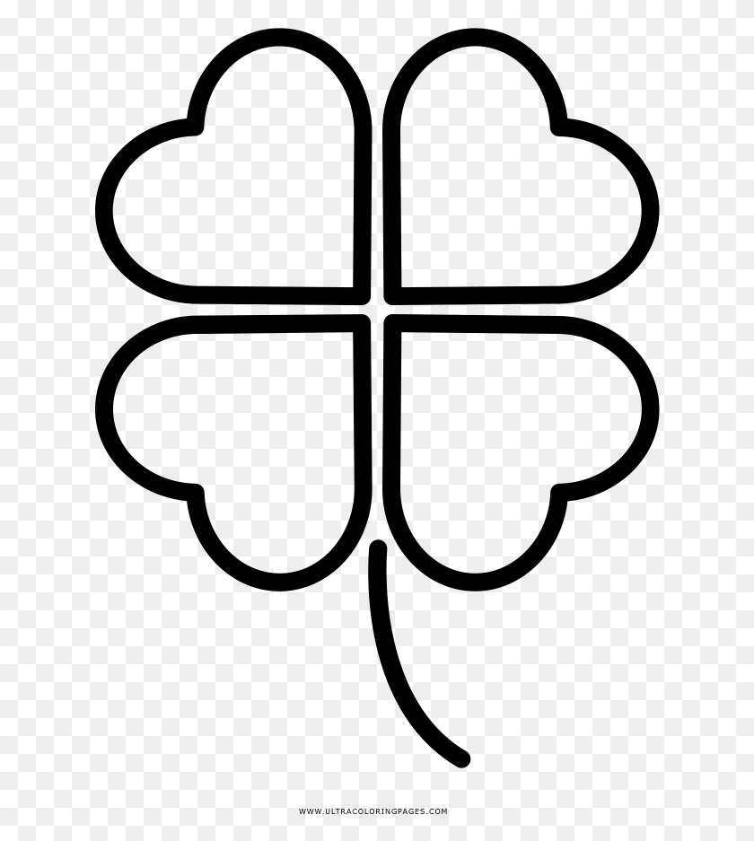 630x877 Four Leaf Clover Coloring Pages With, Gray, World Of Warcraft HD PNG Download