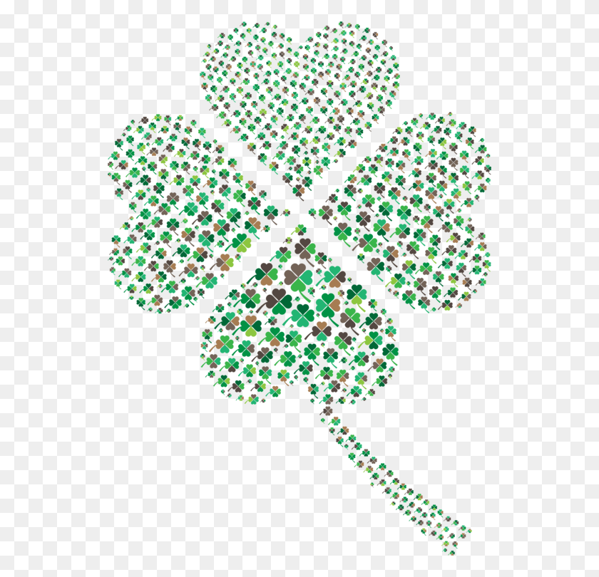 538x750 Four Leaf Clover Shamrock Fractal Computer Icons Clovers With A White Background, Pattern, Ornament, Rug HD PNG Download