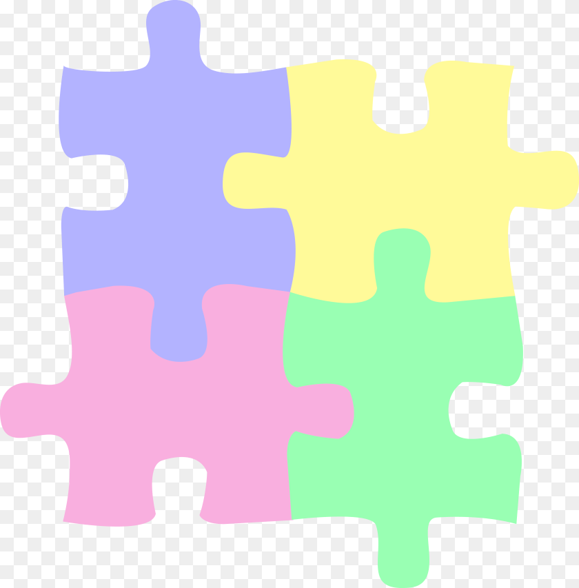 Four Pastel Colored Puzzle Pieces, Game, Jigsaw Puzzle, Person Sticker PNG