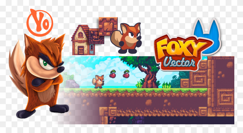 902x463 Foxy Vector Is A Remake Of The Work Of Artist Ansimuz Cartoon, Cat, Pet, Mammal HD PNG Download