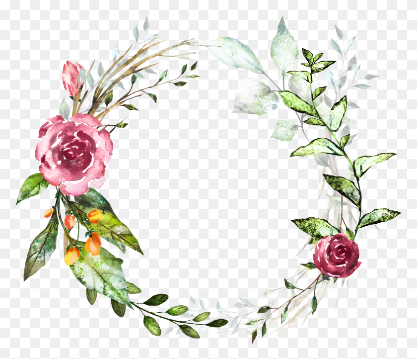 3652x3103 Frame Background Paper Background Wreath Watercolor Coroa Flores Fundo Transparente HD PNG Download