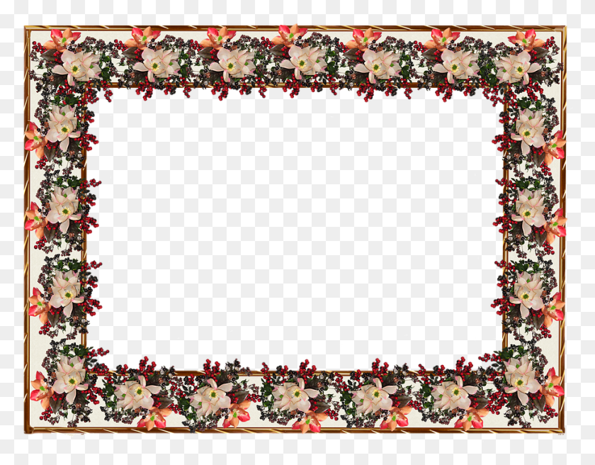 912x698 Frame Floral Pattern Design Picture Frame, Plant, Petal, Flower HD PNG Download