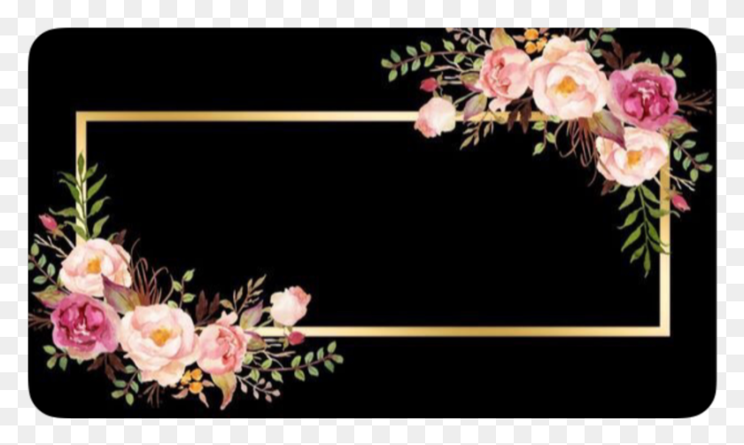 873x495 Рамка Цветы Золото Прямоугольник Черная Цветочная Рамка Прямоугольник Золото, Растение, Цветок, Цветение Hd Png Скачать