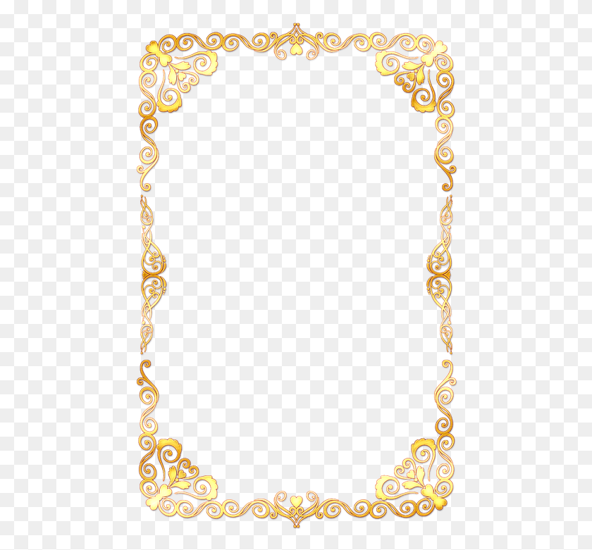 460x721 Frame Gold Decor Ornament Rectangular Frame High Quality Border Designs, Chain, Accessories, Accessory HD PNG Download