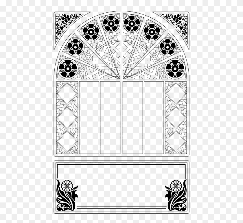 491x711 Frame Ornament Decorative Stained Glass Background Ornate Church Window Frames Coloring Pages, Nature, Outdoors, Triangle HD PNG Download