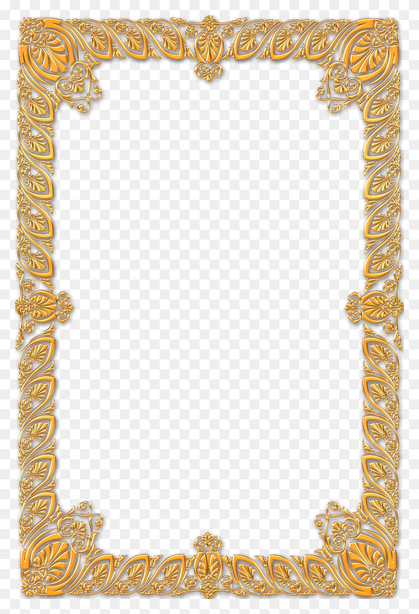 853x1280 Рамка Изысканная Золотая Винтажная Картинка Золотая Рамка Портрет, Коврик, Архитектура, Здание Hd Png Скачать