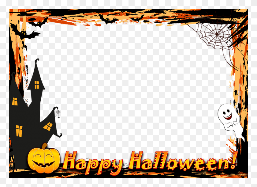 960x678 Descargar Png Marco De Fotos De Halloween Calabaza Fantasma Moldura Halloween, Actividades De Ocio, Texto, Cartel Hd Png