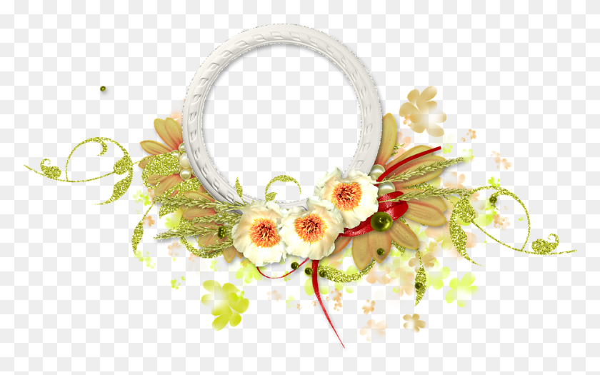 938x560 Descargar Png Marco De Fotos Primavera Verano Flores Verdes Marco De Flores Pixabay, Gráficos, Diseño Floral Hd Png