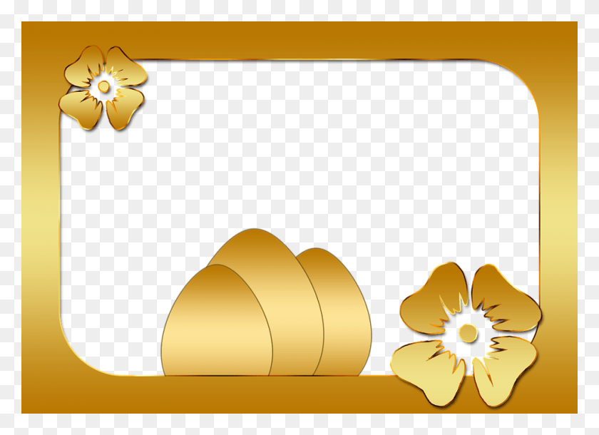 960x678 Descargar Png Marco De Imagen De Huevo De Pascua De Oro Flores Beso De Oro Com Marco De Flor, Gráficos, Diseño Floral Hd Png
