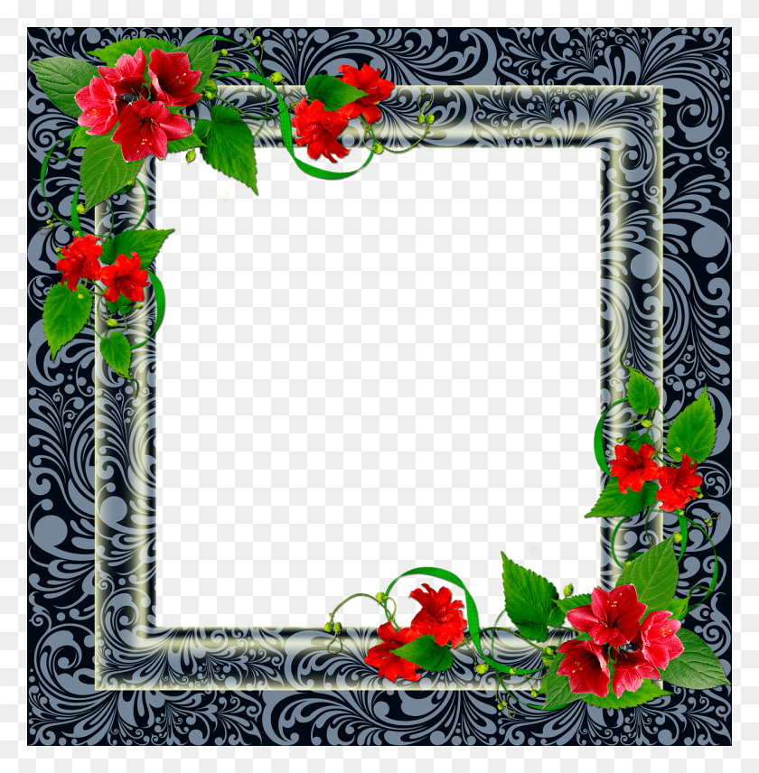 1254x1280 Frame Pngframe Photoframe Floralframe Texturefree Picture Frame, Graphics, Floral Design HD PNG Download