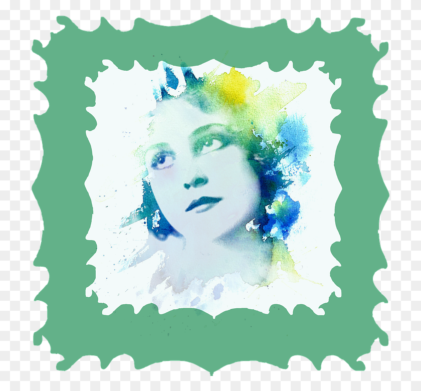 714x720 Frame Watercolor Woman Girl Painting Female Bico Em Toalha Quadrada, Face, Person, Human HD PNG Download