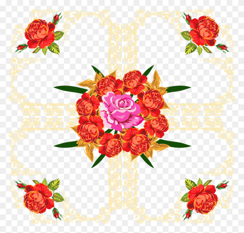 1024x978 Descargar Png Marcos Marco Bordes Borde Collages Collage Rosa, Diseño Floral, Patrón, Gráficos Hd Png