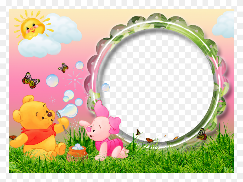 1600x1173 Frames Infantiles Imagui Decorar Marcos De Fotos Winnie The Pooh Frame, Graphics, Floral Design HD PNG Download