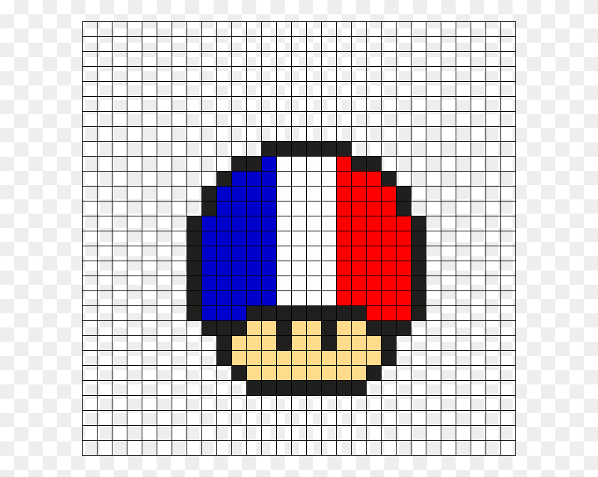 610x610 France Mushroom Perler Bead Pattern Mario Pixel Art Minecraft Pixel Art Elf, Text, Symbol, Scoreboard HD PNG Download