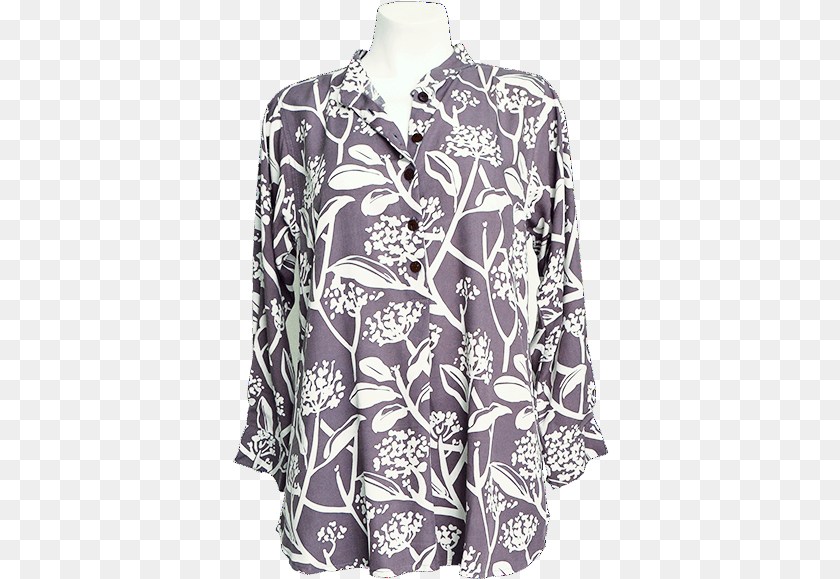 377x579 Frangipani Print Blouse In Purple Haze Blouse, Clothing, Long Sleeve, Shirt, Sleeve Transparent PNG