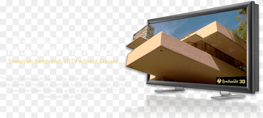 901x405 Frank Lloyd Wright S Fallingwater In 3d Architecture, Computer Hardware, Electronics, Hardware, Monitor Sticker PNG
