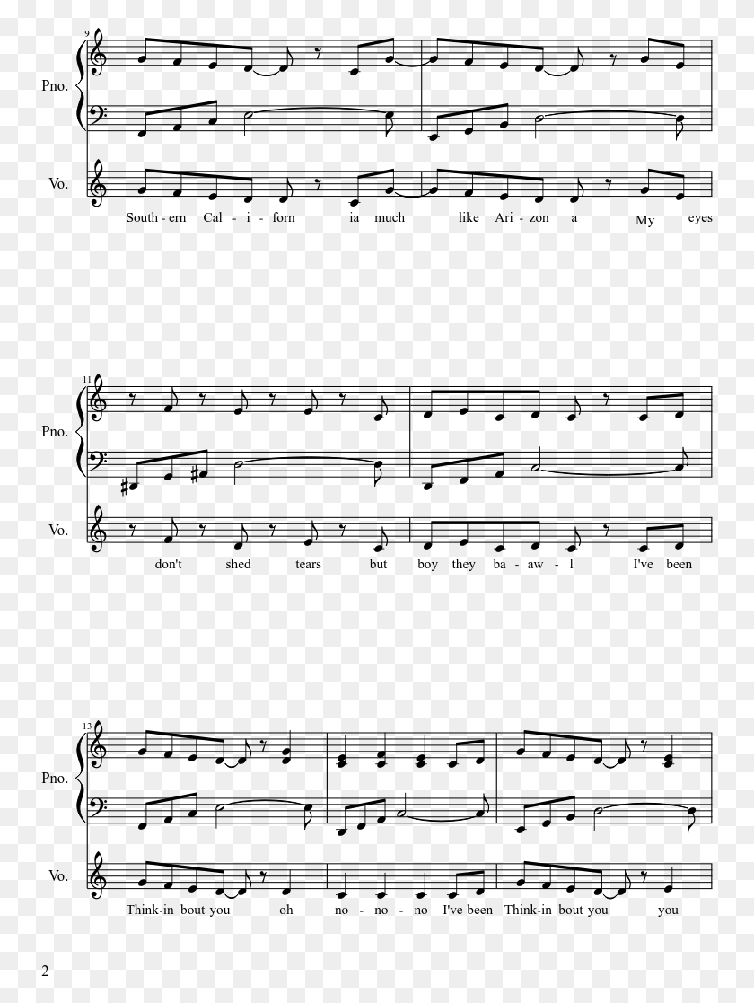 749x1057 Frank Ocean Thinking About You Sheet Music Composed Love Live Start Dash Sheet Music, Gray, World Of Warcraft HD PNG Download