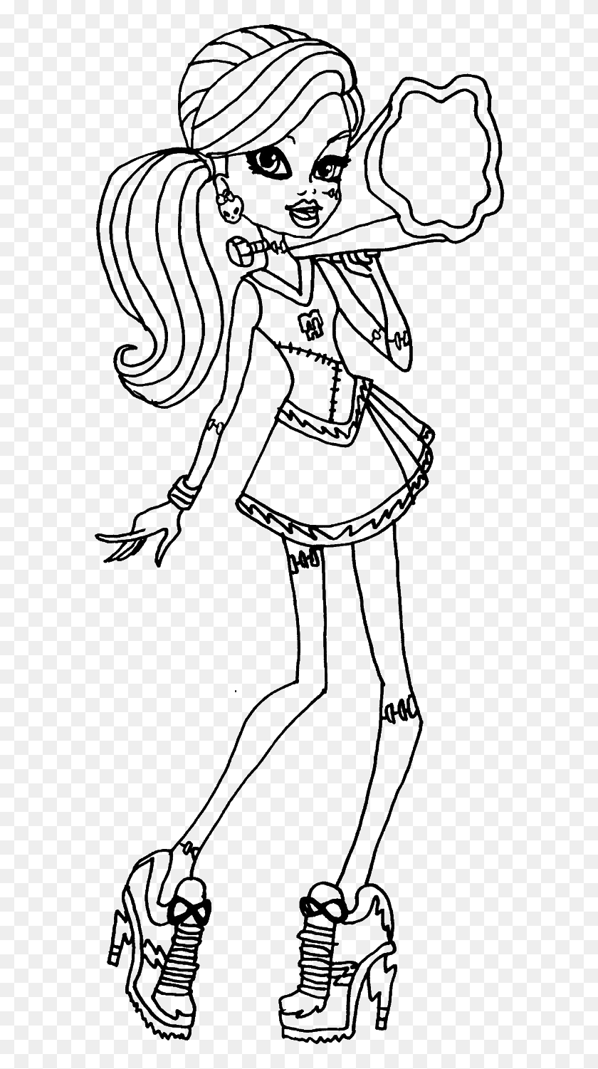 581x1441 Frankie Stein Monster High Coloring Pages Activity Coloring Pages Monster High Frankie Stein, Person, Human, Skeleton HD PNG Download