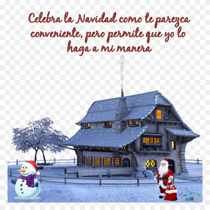 800x800 Frase Fondo Transparente Cabin In The Woods With Snow, Nature, Outdoors, Snowman Descargar Hd Png